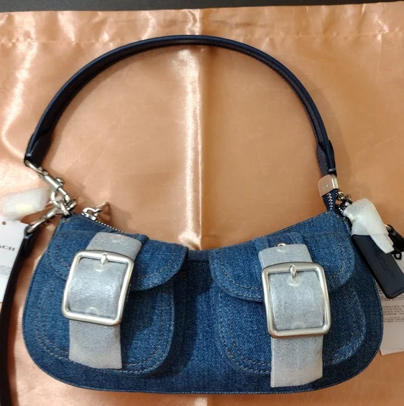 Coach Ashton denim crossbody bag Indigo Silver CAK44 - Picture 10 of 15